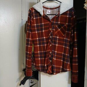 Juniors-No Boundaries Hacci Hoodie w/ Faux Sherpa Lining- Small 3-5